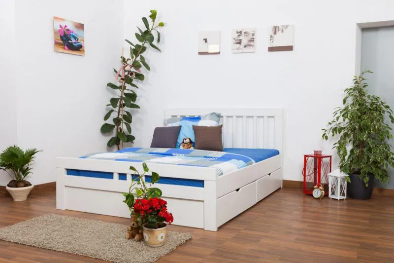 Weißes Buche Holzbett 160 x 200 cm Weiß Abbildung