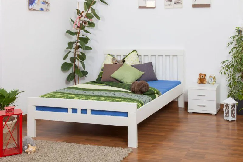 Massivholzbett Buche 140 x 200 cm Weiß Abbildung