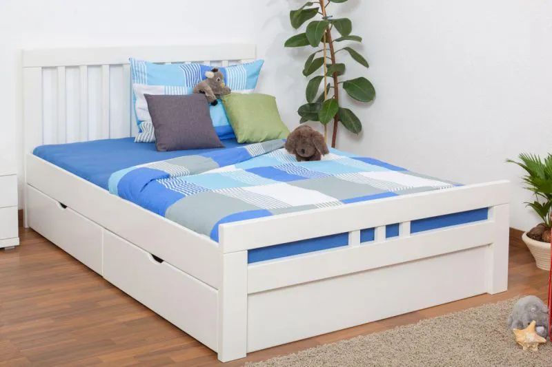 Bett Buche 140 x 200 cm Weiß Abbildung