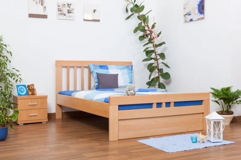 Bett 140 x 200 cm Buche massiv Natur Abbildung