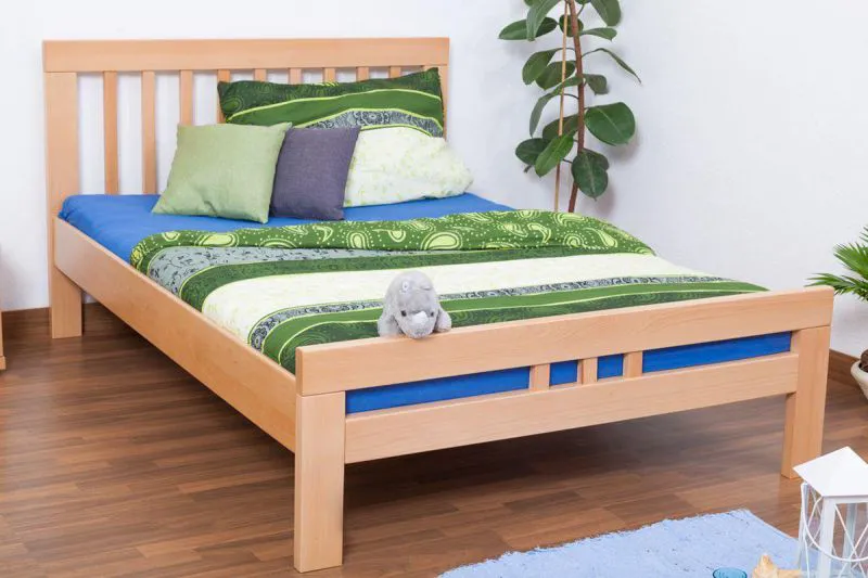 Holzbett 140 x 200 cm Buche massiv Natur Abbildung