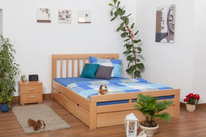 Buche Holzbett 160 x 200 cm Natur Abbildung