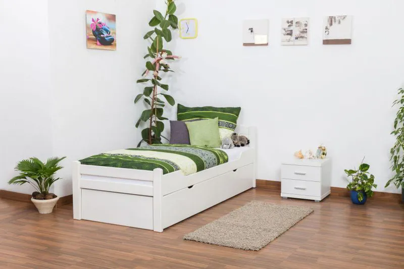 Buche Stauraumbett 90 x 200 cm Weiß Abbildung