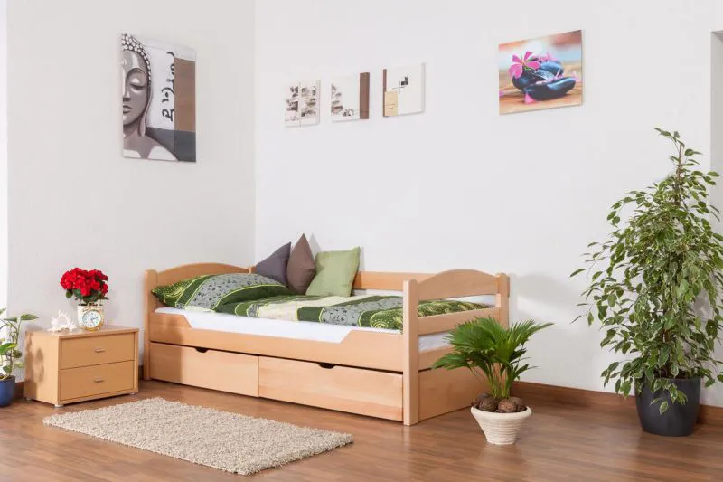 Stauraumbett 90 x 200 cm Buche Natur mit Lattenrost Abbildung