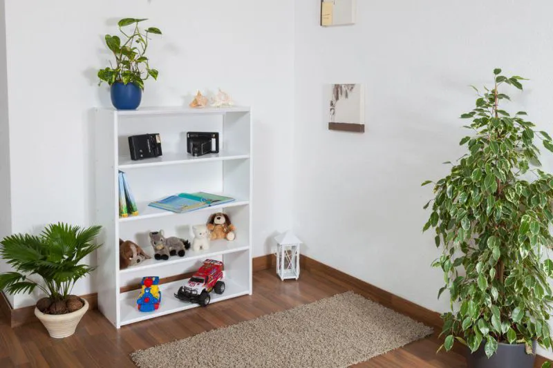 Bücherregal - 85 cm breit, Buche Holz-Massiv, Farbe: Weiß Abbildung