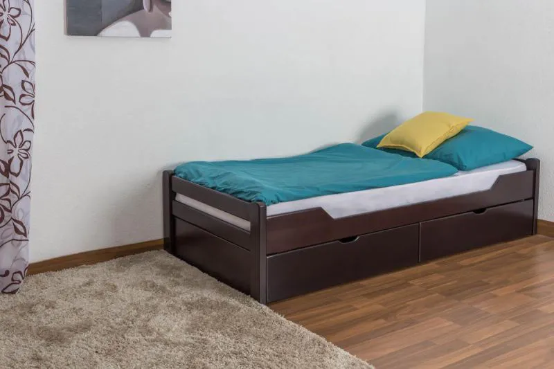 Buche Schubladenbett 90 x 200 cm Schokobraun Abbildung