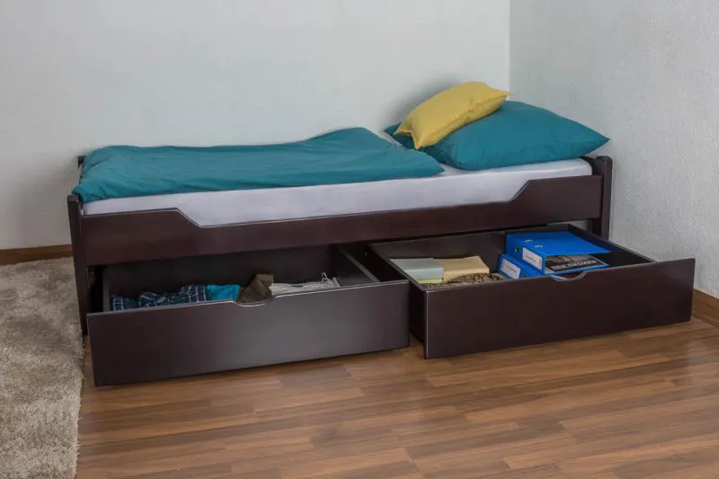 Bett mit Schubladen Buche 90 x 200 cm Schokobraun Abbildung