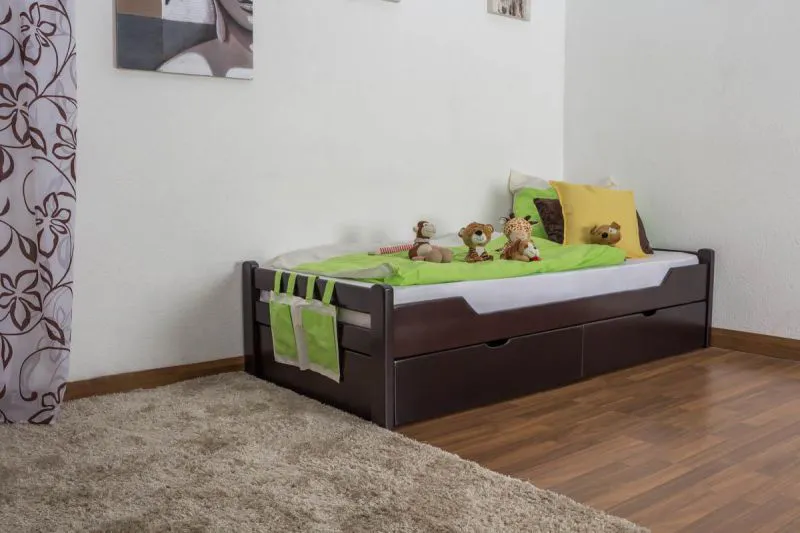 Stauraumbett Buche 90 x 200 cm Schokobraun Abbildung