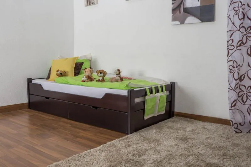 Ausziehbett 90 x 200 cm Buche Schokobraun mit 2 Schublade(n) Abbildung