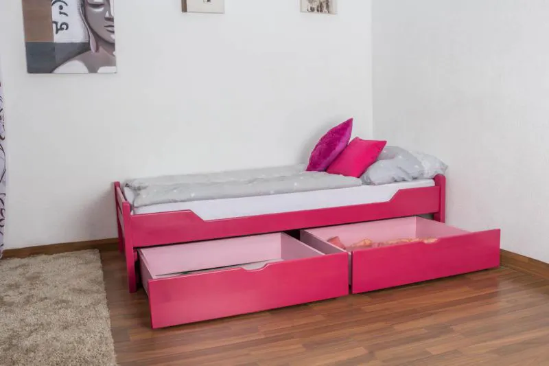 Bett ausziehbar 90 x 200 cm Buche Rosa mit 2 Schublade(n) Abbildung