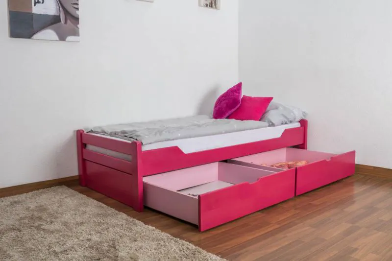Buche Stauraumbett Bettgestell 90 x 200 cm Rosa Abbildung