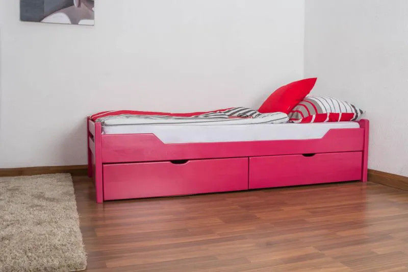 Stauraumbett Bettgestell Buche 90 x 200 cm Rosa Abbildung
