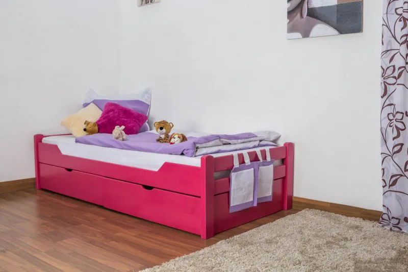 Bettgestell Schubladenbett Buche 90 x 200 cm Rosa Abbildung