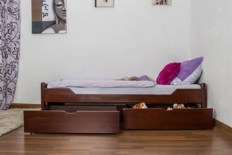 Schubladenbett Buche 90 x 200 cm Dunkelbraun Abbildung