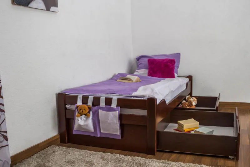 Stauraumbett Buche 90 x 200 cm Dunkelbraun Abbildung