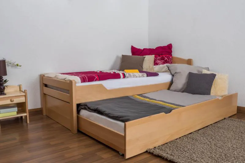 Buche Bettgestell mit Schublade 90 x 200 cm Natur Abbildung