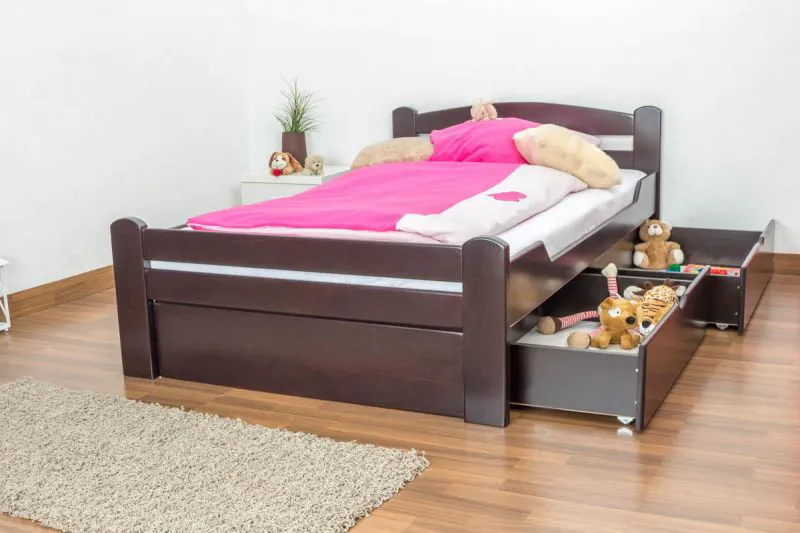Bett Buche massiv 120 x 200 cm Schokobraun Abbildung