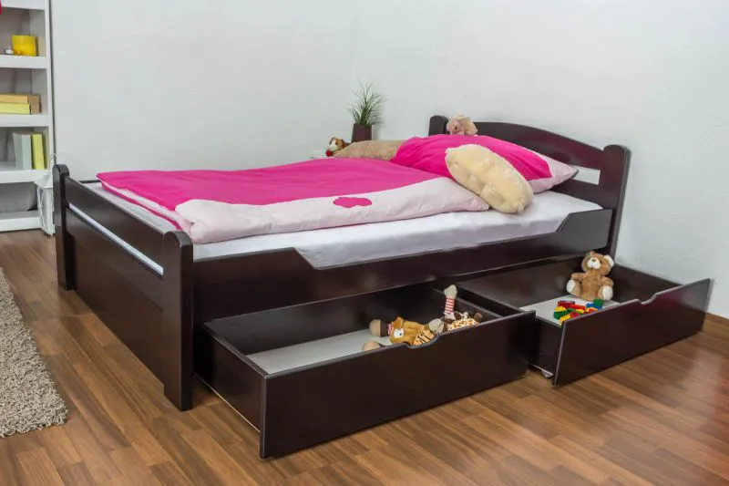 Buche Massivholzbett 120 x 200 cm Schokobraun Abbildung