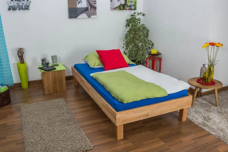 Massivholz Bettgestell Kernbuche 100 x 200 cm geölt Abbildung
