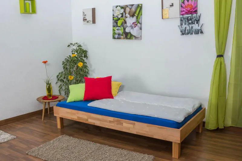Kernbuche Massivholz Bettgestell 100 x 200 cm geölt Abbildung