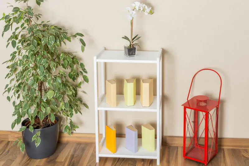 Bücherregal - 50 cm breit, Kiefer Holz-Massiv, Farbe: Weiß Abbildung