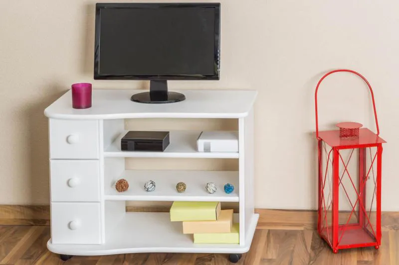 Fernsehtisch Massivholz Farbe: Weiß 62x82x46 cm Abbildung