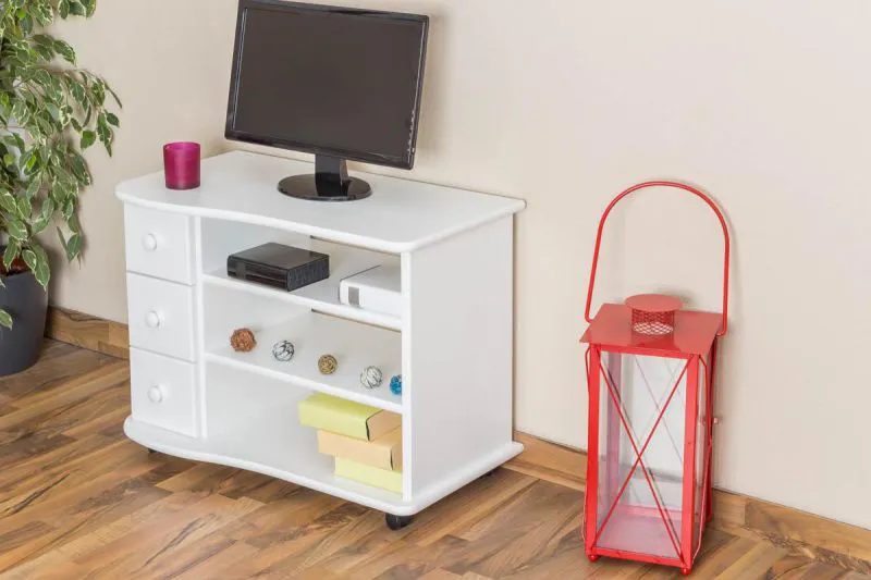 TV-Kommode Massivholz Farbe: Weiß 62x82x46 cm Abbildung