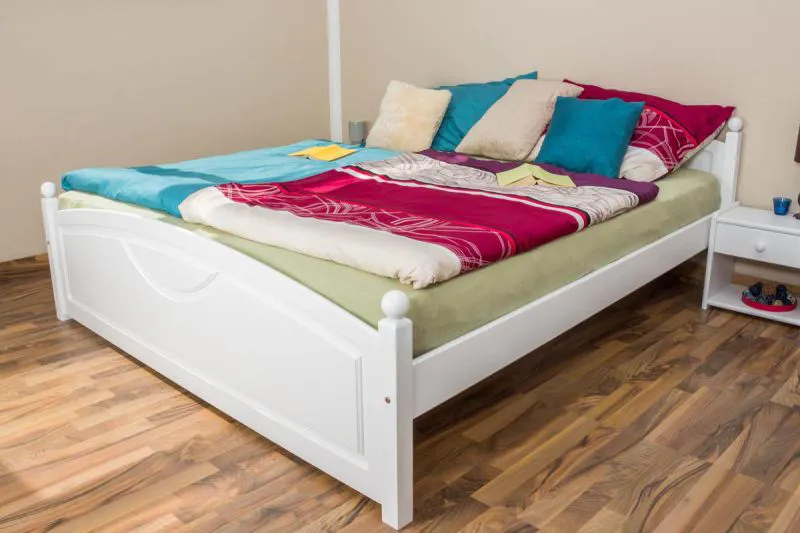 Bett Kiefer massiv 180 x 200 cm Weiß Abbildung