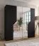 Drehtürenschrank / Kleiderschrank | Farbe: Schwarz | Soft-Close-Funktion | 2 Spiegeltüren | ABS-Kanten | Griffe: Schwarz | Maße: 200 x 52 x 202 cm | 2 Kleiderstangen