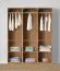 Offener Kleiderschrank | 3 Kleiderstangen | Farbe: Eiche Puccini | 4 Fächer | Maße: 154 x 55 x 196 cm | einfaches Design | 6 Holzeinlegeböden | für Ankleidezimmer