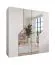 Drehtürenschrank / Kleiderschrank | Farbe: Weiß | Soft-Close-Funktion | 2 Spiegeltüren | ABS-Kanten | Griffe: Gold | Maße: 200 x 52 x 202 cm | 2 Kleiderstangen