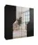 Drehtürenschrank / Kleiderschrank | Farbe: Schwarz | Soft-Close-Funktion | 2 Spiegeltüren | ABS-Kanten | Griffe: Gold | Maße: 200 x 52 x 202 cm | 2 Kleiderstangen