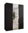 Drehtürenschrank / Kleiderschrank | 1 Spiegeltür | Farbe: Schwarz | 2 Fächer | Griffe: Gold | 2 Kleiderstangen | Soft-Close | Maße: 150 x 52 x 202 cm