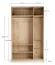 Falttür / Kleiderschrank | Farbe: Weiß / Eiche | 2 Türen | inkl. LED-Beleuchtung mit Bewegungssenor | 140 x 60 x 240 cm | 4 Fächer | 3 Kleiderstangen