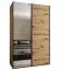 Kleiderschrank / Schiebetürenschrank | 245,5 x 150 x 64 cm | 6 Fächer | Farbe: Eiche Artisan | 2 Kleiderstangen | 2 Schiebetüren | Soft-Close | Spiegel