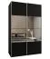 Kleiderschrank / Schiebetürenschrank | Spiegel | 245,5 x 150 x 64 cm | Soft-Close | 2 Schiebetüren | 2 Kleiderstangen | 6 Fächer | Farbe: Schwarz