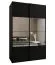 Kleiderschrank / Schiebetürenschrank | Farbe: Schwarz | 245,5 x 160 x 64 cm | 2 Schiebetüren | 2 Kleiderstangen | 11 Fächer | Soft-Close | Spiegel