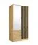Kleiderschrank mit Spiegel | 2 Schubladen | 101,7 x 54,5 x 200,5 cm | Lamellen | 5 Fächer | Eiche / Artisan | Metallgriffe | 1 Kleiderstange | Iraklio 01