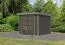 Holzgartenhaus terragrau, nordische Fichte, Pultdach Trapezblech graualuminium, stabile Metallecken, modernes Design, Zylinderschloss, 2,38x2,13 m