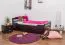 Kinderbett / Jugendbett "Easy Premium Line" K1/2h inkl. 2. Liegeplatz und 2 Abdeckblenden, 90 x 200 cm Buche Vollholz massiv schokobraun lackiert