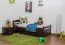 Einzelbett/ Gästebett "Easy Premium Line" K1/2h inkl. 2. Liegeplatz und 2 Abdeckblenden, 90 x 200 cm Buche Vollholz massiv schokobraun lackiert