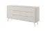 Kommode mit sechs Schubladen Sloughia 02, ABS-Kantenschutz, Farbe: Beige, Maße: 81 x 163 x 38 cm, Griffe & Beine: Metall, modernes Lamellen Design