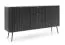 Schwarze Kommode Makreb 09 mit 3 Schubladen, 87 x 168 x 39 cm, Beine aus Metall in Schwarz, Soft Close, 4 Fächer, 2 Türen, ABS, gefräßte Fronten