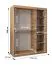 Schiebetürenschrank / Kleiderschrank Jan 03B mit Spiegel, Farbe: Weiß matt / Schwarz - Abmessungen: 200 x 150 x 62 cm ( H x B x T)