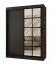 Schiebetürenschrank / Kleiderschrank | Schwarz Matt | 5 Fächer | 2 Kleiderstangen | 150 x 62 x 200 cm | dekorative Spiegeltür | für Schlafzimmer