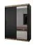Schwarzer Kleiderschrank mit Spiegeltür Bernina 26, 5 Fächer, Matte Oberfläche, Maße: 200 x 150 x 62 cm, Griffe: Schwarz, 2 Kleiderstangen