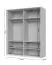 Viertüriger Kleiderschrank mit zwei Glastüren Neiafu 66, Farbe: Kaschmir, Maße: 224 x 182 x 56 cm, inkl. LED-Rahmen & Innenbeleuchtung, zwei Kleiderstangen