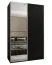 Kleiderschrank / Schiebetürenschrank | Farbe: Schwarz | Soft-Close | 2 Kleiderstangen | 11 Fächer | 2 Schiebetüren | Spiegel | 245,5 x 160 x 64 cm