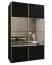 Kleiderschrank / Schiebetürenschrank | Farbe: Schwarz | 6 Fächer | 2 Kleiderstangen | 245,5 x 150 x 64 cm | Soft-Close | Spiegel | 2 Schiebetüren