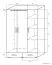 Kleiderschrank | 3 Drehtüren | 2 Schubladen | 4 Fächer | mit Kleiderstange | 120 cm breit | Farbe: Sonoma Eiche / Grau Abbildung
